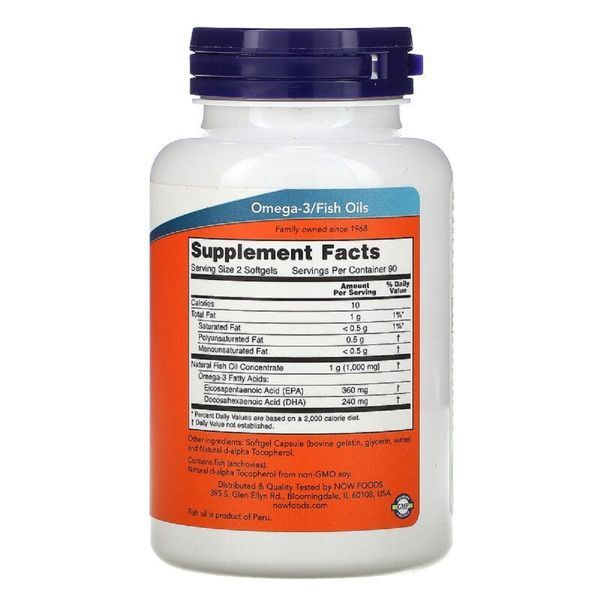 Омега-3, Omega-3 Mini Gels, Now Foods, 180 мягких таблеток