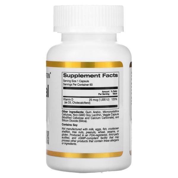 Ліпосомальний Вітамін D3, 1000 МО, Liposomal Vitamin D3, California Gold Nutrition, 60 вегетаріанських капсул