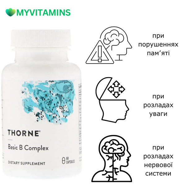 Комплекс Витаминов Группы В, Basic B Complex, Thorne Research, 60 гелевых капсул