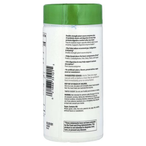Травні ферменти, All-Zyme, Plant Source Enzymes Probiotics, Rainbow Light, 90 веганських капсул