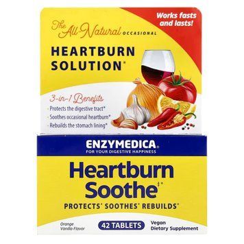 Комплекс для полегшення печії, смак апельсину та ванілі, Heartburn Soothe, Enzymedica, 42 жувальні таблетки