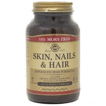Комплекс для Шкіри, Нігтів і Волосся, Поліпшена Формула з МСМ, Skin, Nails & Hair, Advanced MSM Formula, Solgar, 60+20 таблеток