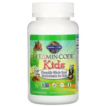 Поливитамины для детей, вкус вишни, Vitamin Code, Garden of Life, 60 жевательных мишек