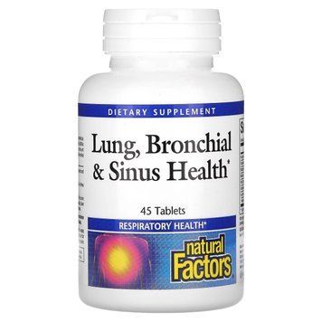 Здоровье дыхательных путей, Lung, Bronchial & Sinus Health, Natural Factors, 45 таблеток