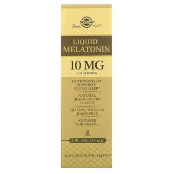 Мелатонін рідкий, 10 мг, смак черешні, Liquid Melatonin, Solgar, 59 мл