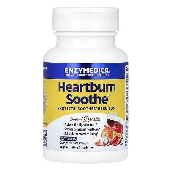 Комплекс для полегшення печії, смак апельсину та ванілі, Heartburn Soothe, Enzymedica, 42 жувальні таблетки