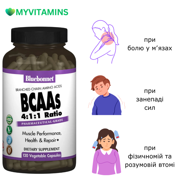 BCAAs (Разветвленные Цепи Аминокислот), Bluebonnet Nutrition, 120 гелевых капсул