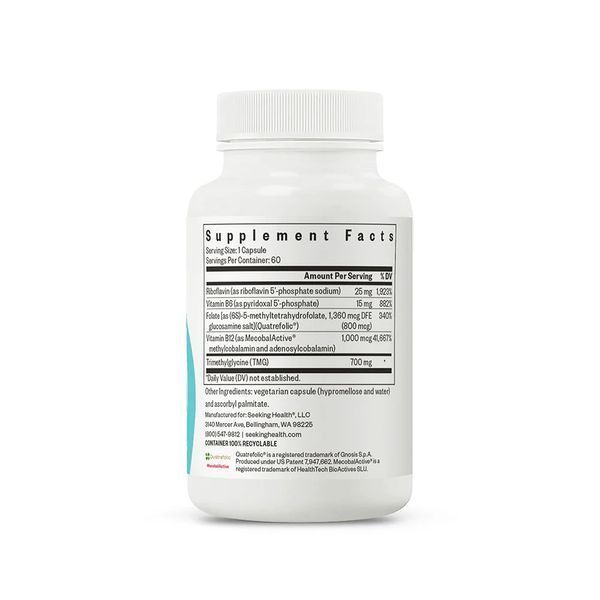 Здоровий рівень гомоцистеїну, Homocysteine ​​Nutrients, Seeking Health, 60 капсул