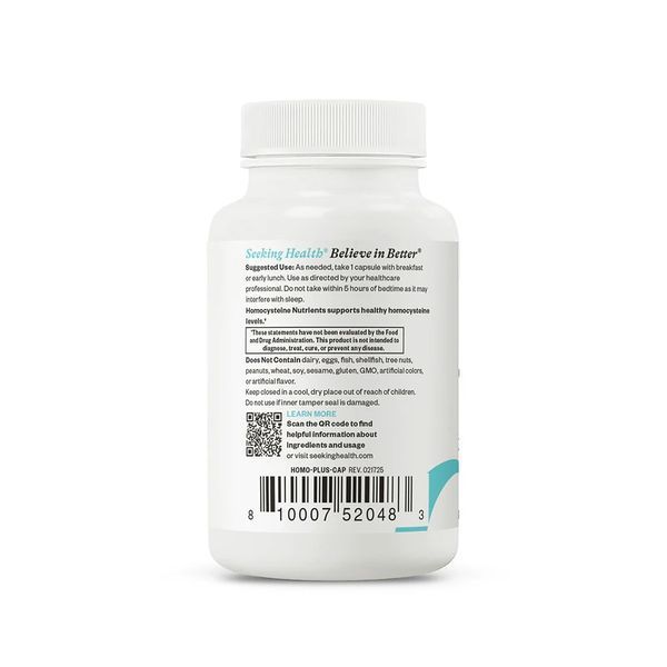 Здоровий рівень гомоцистеїну, Homocysteine ​​Nutrients, Seeking Health, 60 капсул