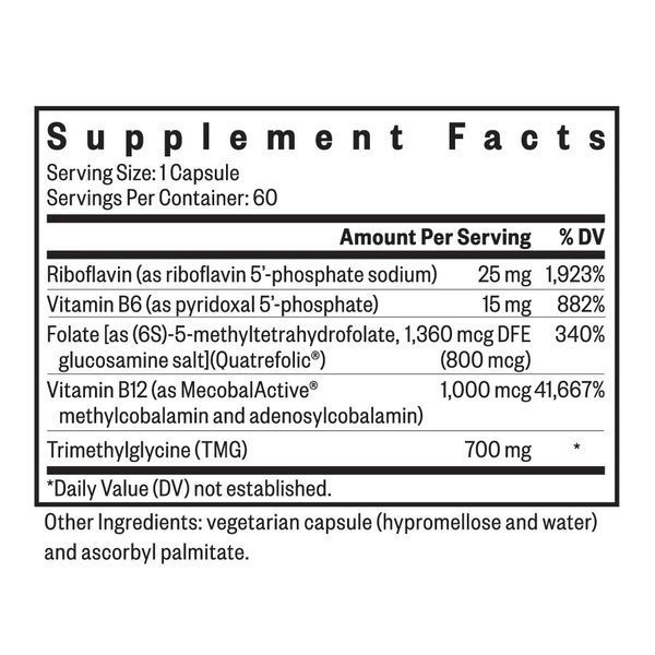 Здоровий рівень гомоцистеїну, Homocysteine ​​Nutrients, Seeking Health, 60 капсул