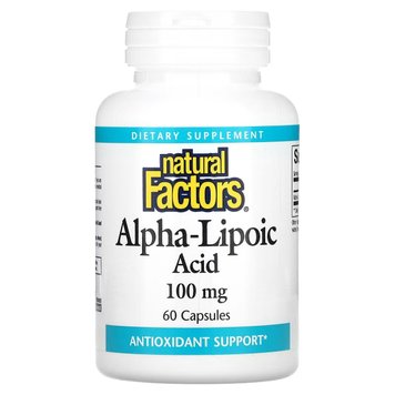 Альфа-ліпоєва кислота, 100 мг, Alpha-Lipoic Acid, Natural Factors, 60 капсул