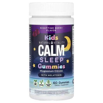 Детский сон и расслабление, вкус ягод, CALM, Kids Sleep Gummies With Melatonin, Natural Vitality, 60 жевательных конфет