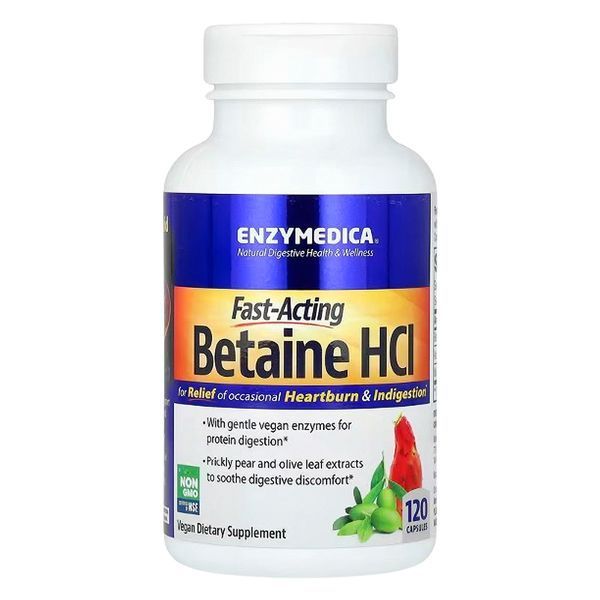 Бетаин HCI 1300мг, Enzymedica, 120 капсул