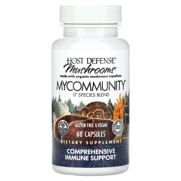 Поддержка иммунитета, комплекс из 17 грибов, Mushrooms, Comprehensive Immune Support, Fungi Perfecti, 60 капсул