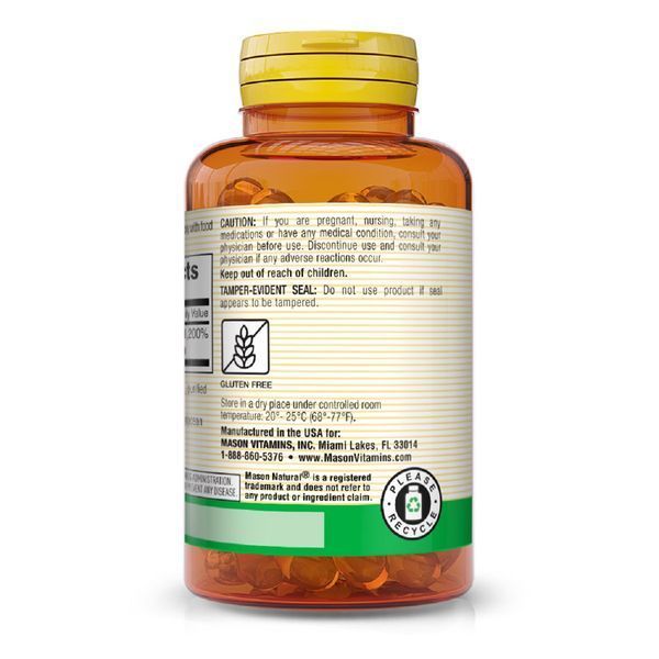 Вітамін Е 180мг, Vitamin E 400 IU, Mason Natural, 100 гелевих капсул