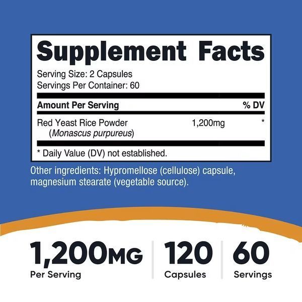 Красный дрожжевой рис, Red Yeast Rice, Nutricost, 120 капсул