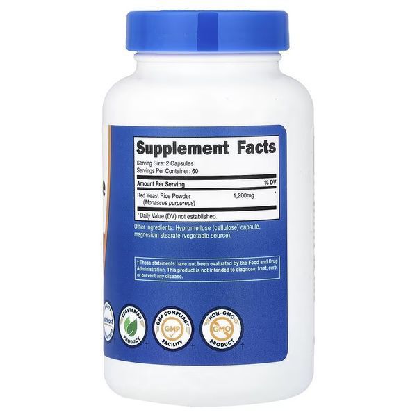 Красный дрожжевой рис, Red Yeast Rice, Nutricost, 120 капсул