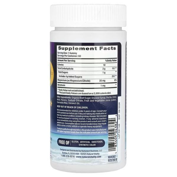 Детский сон и расслабление, вкус ягод, CALM, Kids Sleep Gummies With Melatonin, Natural Vitality, 60 жевательных конфет