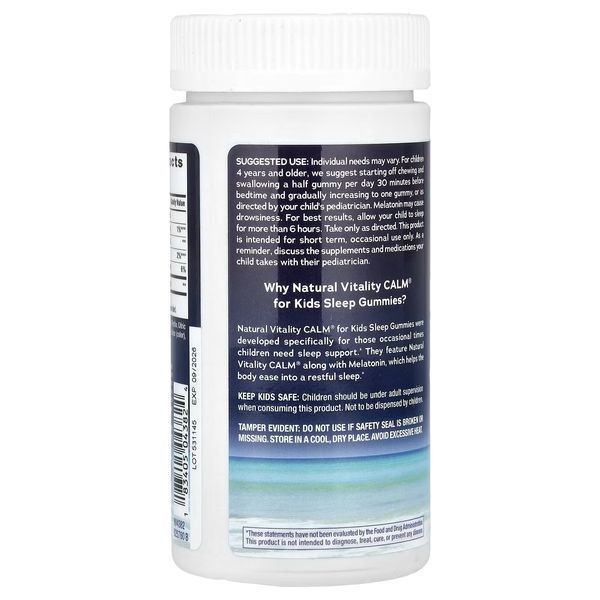 Детский сон и расслабление, вкус ягод, CALM, Kids Sleep Gummies With Melatonin, Natural Vitality, 60 жевательных конфет