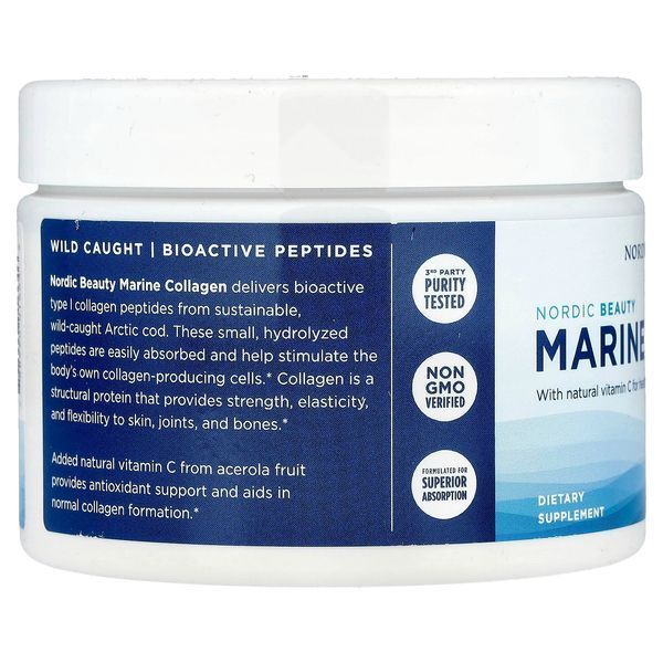 Морський колаген із вітаміном C, смак полуниці, Nordic Beauty, Marine Collagen with Vitamin C, Nordic Naturals, 150 г