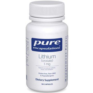 Литий оротат, 1 мг, Lithium Orotate, Pure Encapsulations, 90 капсул