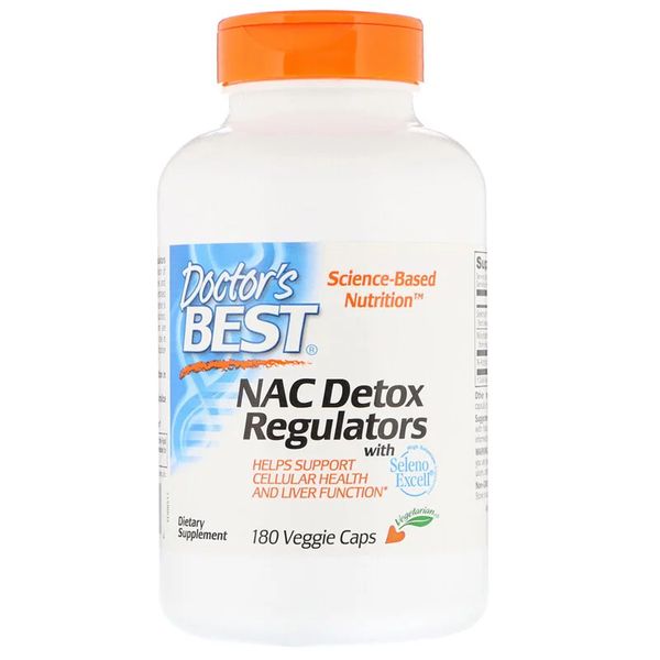 N-Ацетилцистеїн, NAC Detox Regulators, Doctor's Best, 180 гелевих капсул