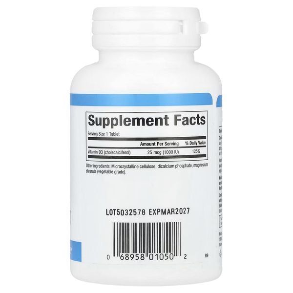 Вітамін D3, 1000 МО, Vitamin D3, Natural Factors, 90 таблеток