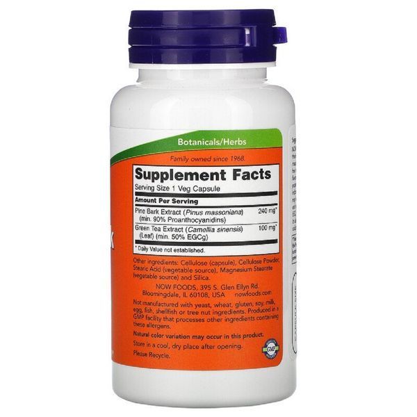Екстракт соснової кори Now Foods, 240 мг, 90 рослинних капсул