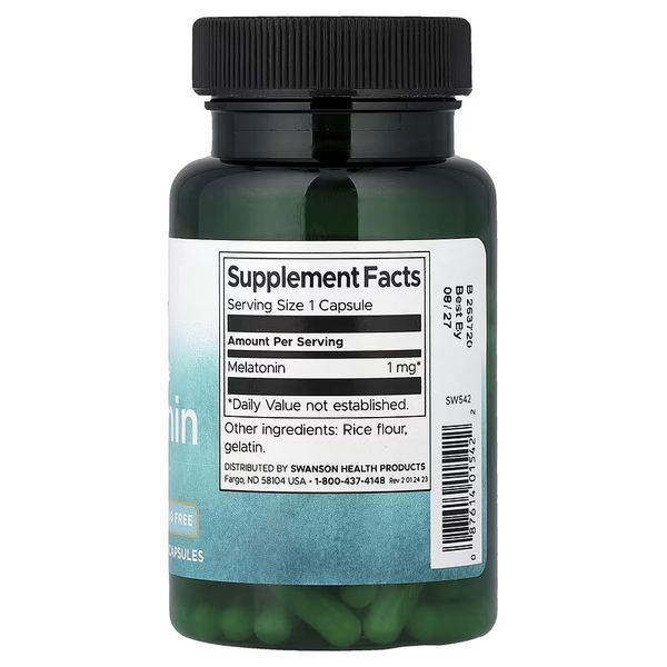 Мелатонін, 1 мг, Low Dose Melatonin, Swanson, 120 капсул