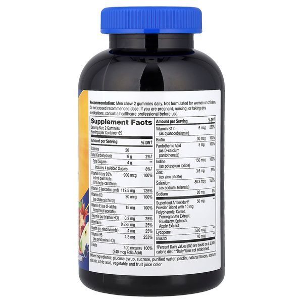 Мультивитамины для мужчин, вкус фруктов, Alive! Men's Gummy Multivitamin, Nature's Way, 130 жевательных конфет