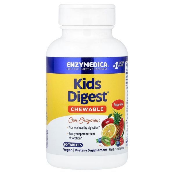 Пищеварительные Ферменты для Детей, Kids Digest, Enzymedica, 90 жевательных таблеток