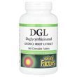 Солодка (Лакриця), дегліцирризиновий екстракт кореня, DGL, Deglycyrrhizinated Licorice Root Extract, Natural Factors, 180 жувальних таблеток