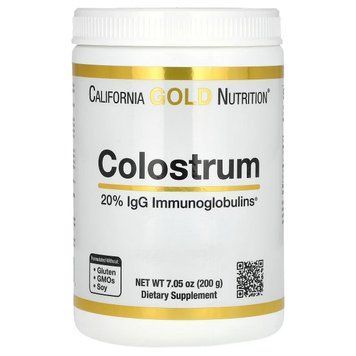Молозиво концентроване у порошку, 1000 мг, Colostrum, California Gold Nutrition, 200 гр