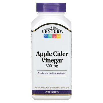 Яблучний оцет, 300 мг, Apple Cider Vinegar, 21st Century, 250 таблеток