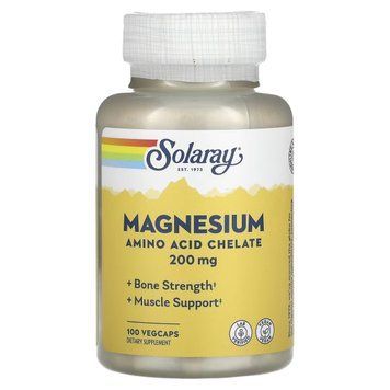 Магний, 200 мг, Magnesium, Solaray, 100 вегетарианских капсул