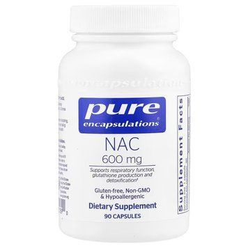 NAC (N-Ацетил-L-Цистеин), 500 мг, NAC, Pure Encapsulations, 90 капсул
