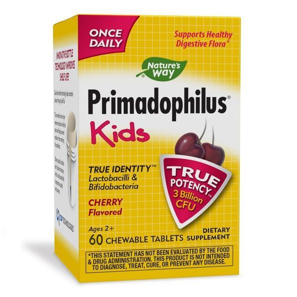 Пробіотики для дітей від 2 до 12 років, 3 млрд КУО, смак вишні, Primadophilus, Kids, Age 2-12, Nature's Way, 60 жувальних таблеток