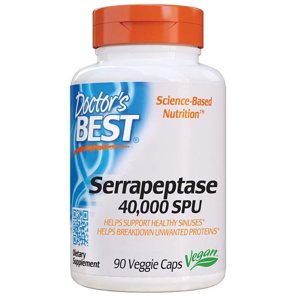 Серрапептаза, Serrapeptase, Doctor's Best, 40,000 SPU, 90 капсул