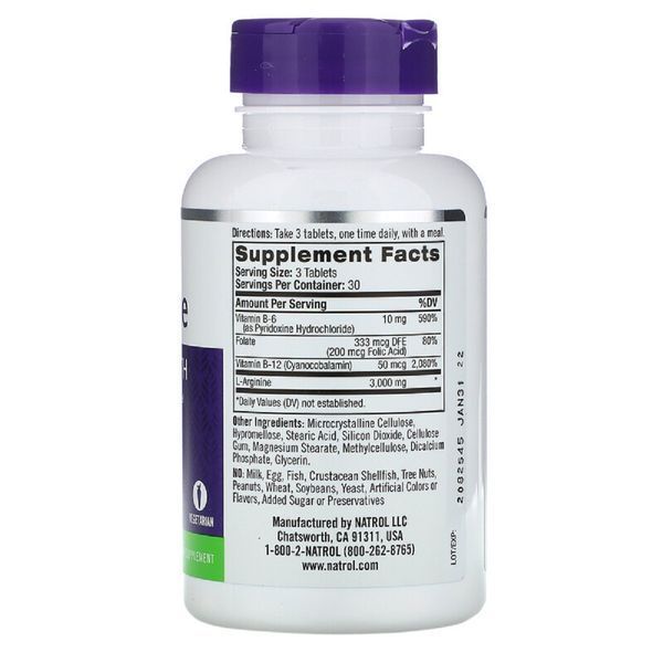 L-Аргинин 3000 мг, Natrol, 90 таблеток