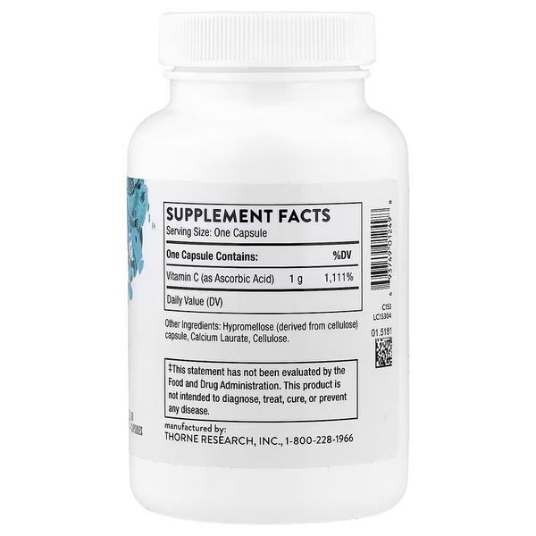 Аскорбінова кислота Вітамін C, Ascorbic Acid Vitamin C, Thorne Research, 60 капсул