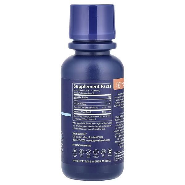 Магний глицинат, вкус лимона, Liquid Magnesium Glycinate, Trace, 237 мл