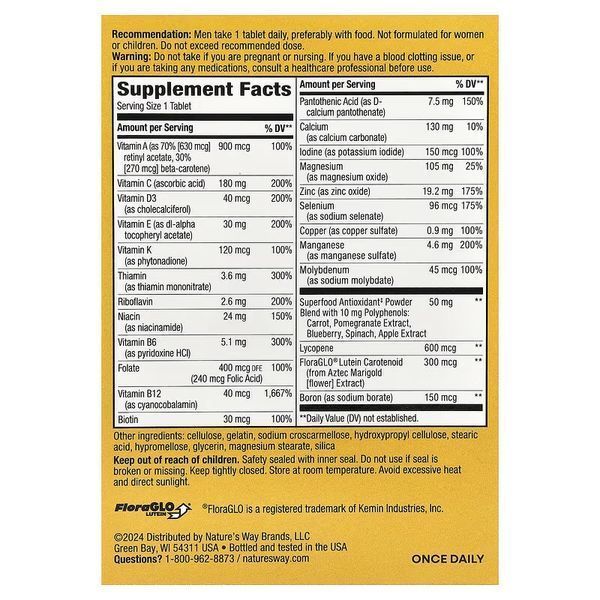 Мультивітаміни для чоловіків 50+, Alive! Men's 50+ Complete Multivitamin, Nature's Way, 50 таблеток