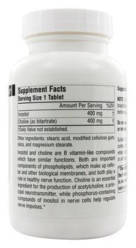 Інозітол (В8) & Холін (В4), 800 мг, Source Naturals, 100 таблеток