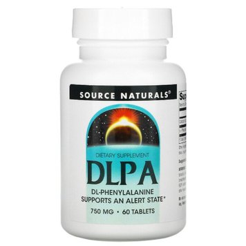 DLPA (фенілаланін) 750мг, Source Naturals, 60 таблеток