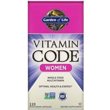 Мультивитамины для Женщин, Vitamin Code, Garden of Life, 120 вегетарианских капсул