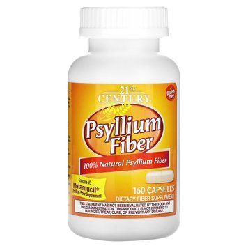 Клітковина з подорожника, Psyllium Fiber, 21st Century, 160 капсул