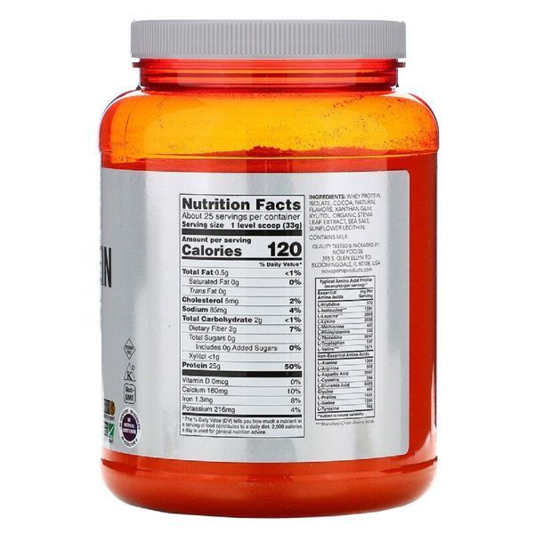 Ізолят сироваткового протеїну, смак вершкового шоколаду, Whey Protein Isolate, Now Foods, порошок 816 гр