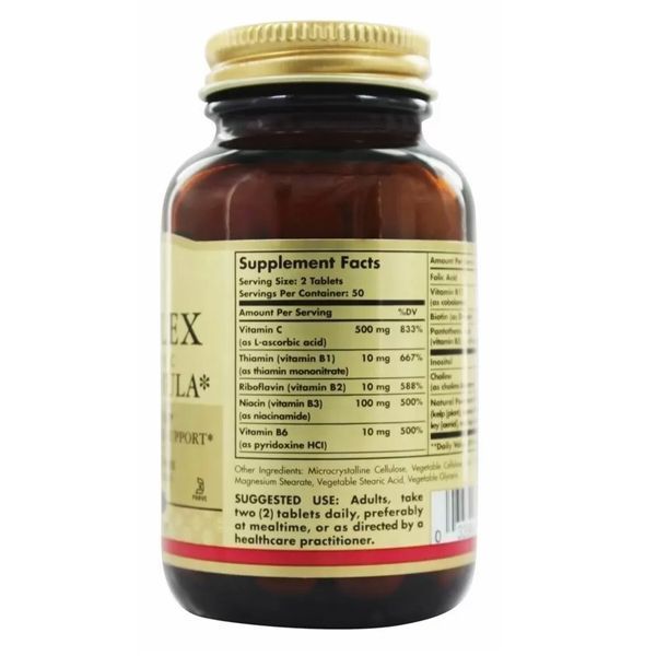 Стресс Формула, В-Комплекс+Витамин С, B-Complex with Vitamin С, Solgar, 100 таблеток