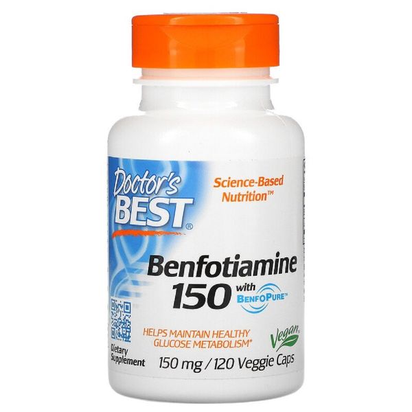 Бенфотіамін, Benfotiamine 150, Doctor's Best, 150 мг, 120 капсул