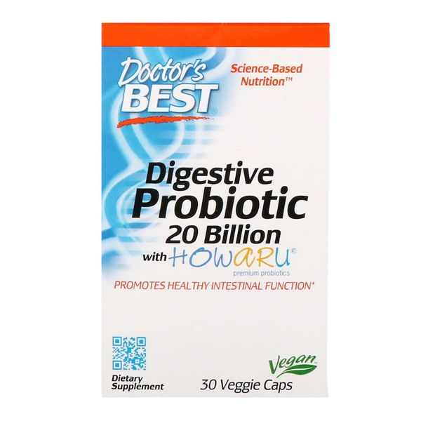 Пробіотики, Digestive Probiotic, Doctor's Best, 20 МЛРД КУО, 30 вегетаріанських капсул